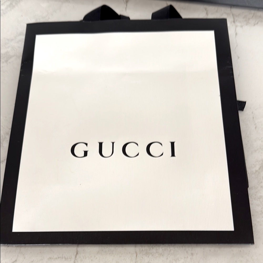 Gucci White & Black Logo Shopping Bag small